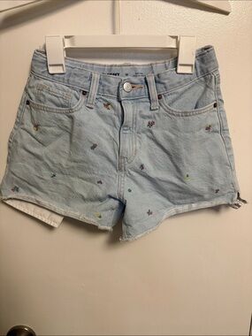 Old Navy Light Blue Denim Shorts with Embroidered Flowers